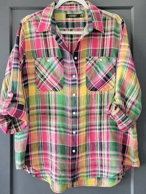 Lauren Ralph Lauren  Linen Shirt Size L in like new condition!